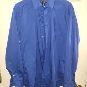 ALFANI SLIM FIT DRESS SHIRT XL 17 1/2 36 - 37 BLUE BUTTONDOWN